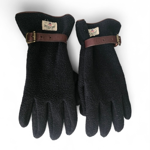 Polo Ralph Lauren Other - Vintage Polo Sport Ralph Lauren Fleece Gloves Leather Strap Y2K